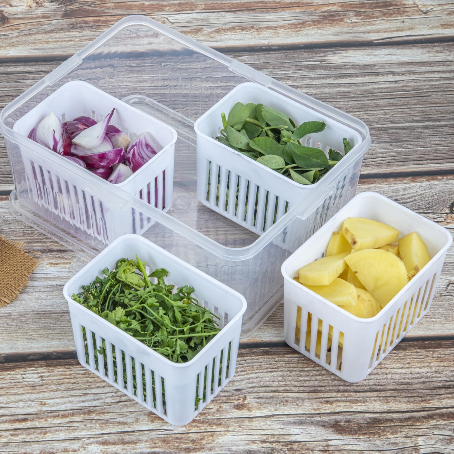 Fridge Storage Boxes Freezer Storage Containers, Container for Kitchen Storage Set, Storage in Kitchen, Vegetable Storage, Draining Crisper Refrigerator Food Box (1 Pc) Fridge Storage Boxes Freezer Storage Containers, Container for Kitchen Storage Set, Storage in Kitchen, Vegetable Storage, Draining Crisper Refrigerator Food Box (1 Pc)